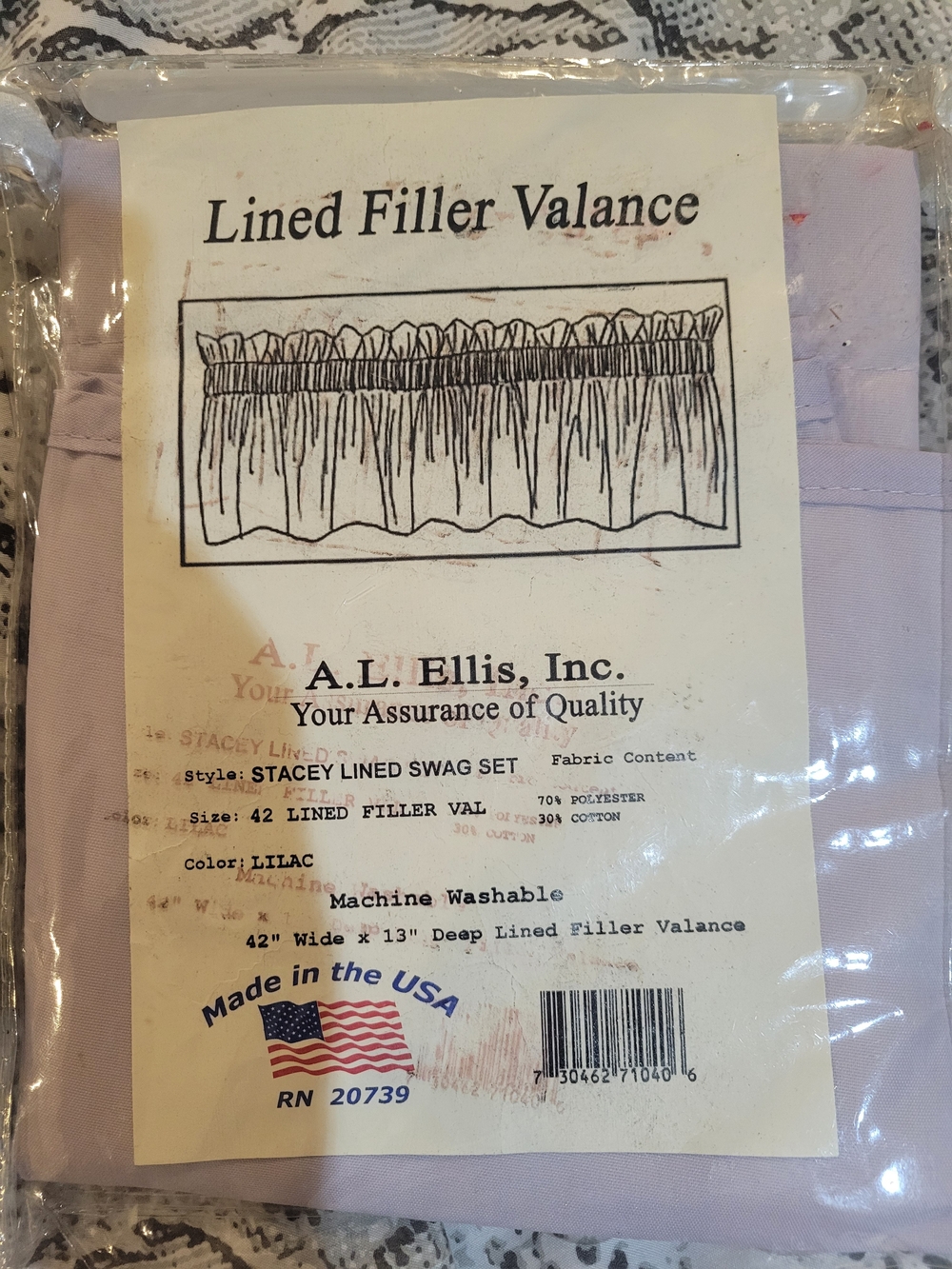 A.L. Ellis Lined Filler Valance in Lilac